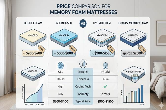 Price Comparison for Memory Foam Mattresses